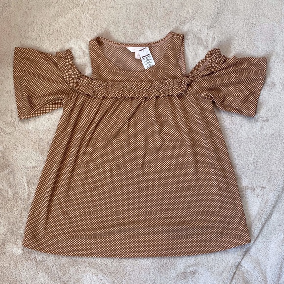 NEW Lauren Conrad Ruffle Cold Shoulder Top Pink XS - Picture 1 of 6